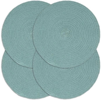 vidaXL Tischsets 4 Stk. Grün 38 cm Rund Baumwolle