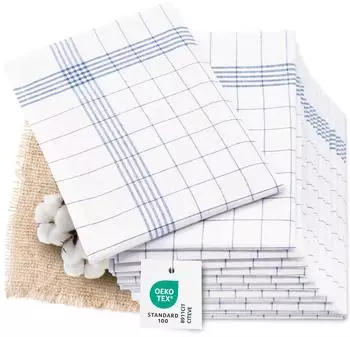 ZOLLNER Geschirrt&uuml;cher Halbleinen 60x80cm blau-wei&szlig; kariert 12er-Set (00000361-497)
