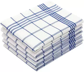 ZOLLNER Geschirrtücher Waffelmuster Baumwolle 50x70cm blau-weiß 5er-Set