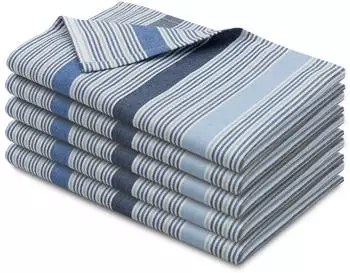 ZOLLNER Geschirrtücher 5er-Set 100% Baumwolle blau-weiß gestreift 50x70cm (00000600-496)