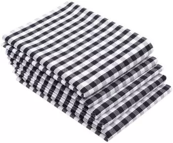 ZOLLNER Geschirrt&uuml;cher Karomuster 100% Baumwolle Schwarz-Wei&szlig; 50x70cm (5er Set)