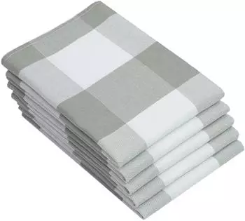 ZOLLNER Geschirrt&uuml;cher 5er-Set, Baumwolle, grau kariert, 50x70cm (00000423-919)