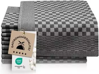 ZOLLNER Geschirrt&uuml;cher 10er-Set, Baumwolle, schwarz kariert, 46x70cm (00000010-900)