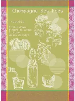Garnier-Thiebaut Champagne des F&eacute;es Mousse Geschirrtuch Baumwolle Jacquard 56x77cm (49293)
