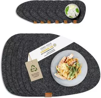 MIQIO Filz Tischset Stone, dunkelgrau, 40x32cm, recyceltes PET, 12er Set