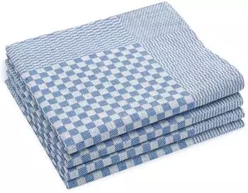 ZOLLNER Geschirrtücher 4er-Set, Baumwolle, blau-weiß kariert, 54x100cm