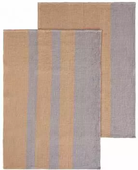 Blomus GANO Geschirrtuch 100% Baumwolle Indian Tan/Tradewinds 50x70cm 2er-Set