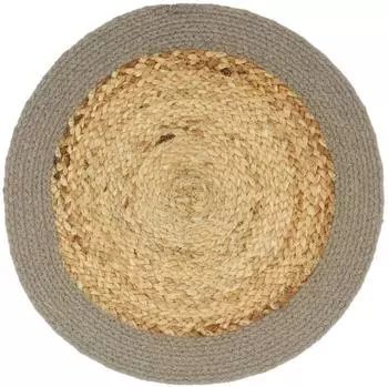 vidaXL Tischsets 4 Stk., rund, Jute und Baumwolle, natur und grau, 38cm (133860)