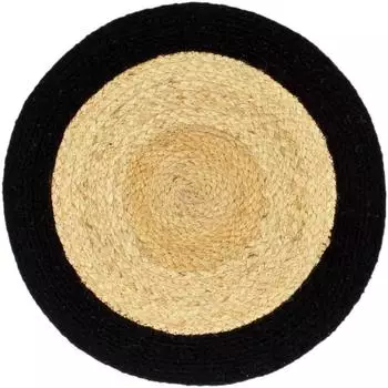 vidaXL Tischsets 4 Stk. rund 38cm, Jute und Baumwolle, natur/schwarz (133856)