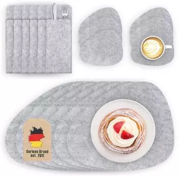 Intirilife Platzset aus Filz, grau, 33x43cm, 6er-Set (IL-100593)