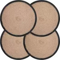 vidaXL Jute Platzsets 4 stk. Nat&uuml;rlich und Schwarz 100% Tossa Jute