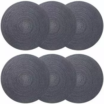 vidaXL Jute-Untersetzer 6er-Set dunkelgrau &Oslash;30cm, 100% Tossa-Jute