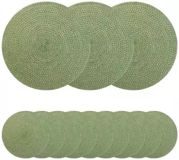 vidaXL Jute-Untersetzer 12er-Set olivgr&uuml;n &Oslash;30cm, 100% Tossa-Jute (42012313)