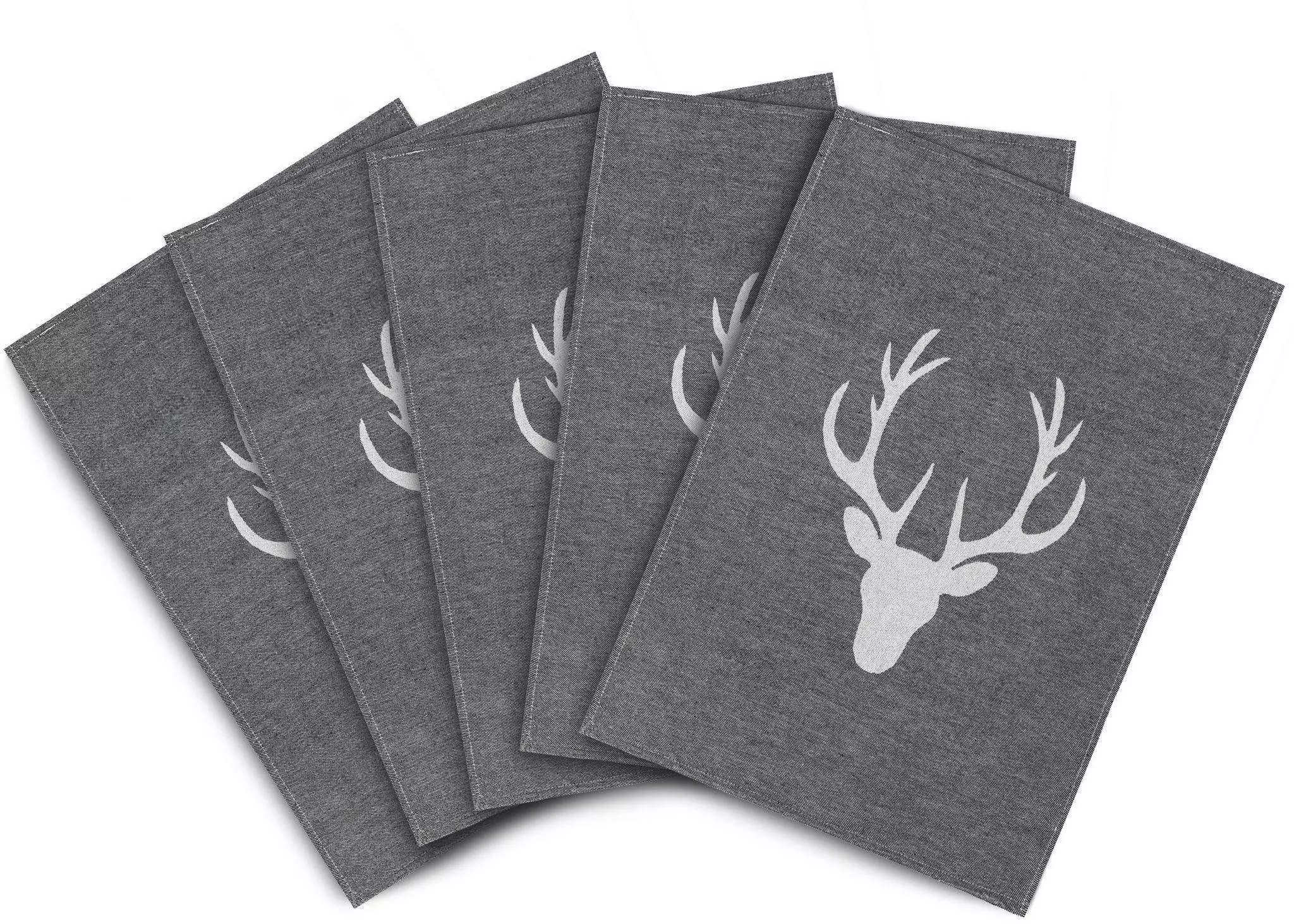 ZOLLNER Geschirrtücher 5er-Set, 100% Baumwolle, grau-meliert, 50x70cm Küchenhandtuch ab 19,99€