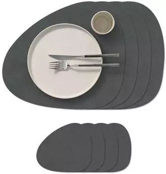 LINDDNA Curve L Nupo Tischset & Glasuntersetzer 8er-Set, anthrazit