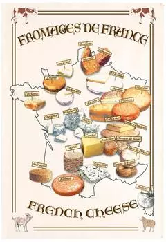 Winkler Geschirrtuch "Fromages de France" Baumwolle, ecru, 48x72cm (MV-8491065000)