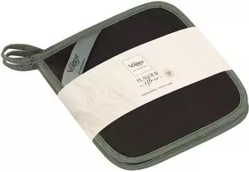 Vossen Oven Chic Topflappen 2er-Set, Baumwolle, granit, 20x20cm