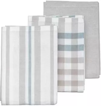 Kela Pasado Geschirrtuch-Set 3-teilig, Baumwolle, grau, 65x45cm
