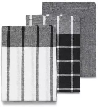 Kela Pasado Geschirrtuch-Set 3-teilig, Baumwolle, schwarz (45x65cm)