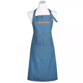 pad Sch&uuml;rze "Ich muss gar nichts!" Denim, orange