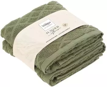 Vossen Urban Grid Geschirrtuch 2er-Set, 100% Baumwolle, matcha gr&uuml;n, 50x50cm