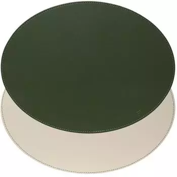 freeform Duo Platzset oval, Kunstleder, olivegr&uuml;n/elfenbein