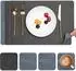 LuxusKollektion Tischsets abwaschbar, Kunstleder, grau/hellblau, doppelseitig, 4er Set