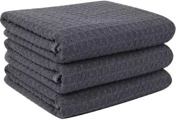 LuxusKollektion Mikrofaser-Geschirrt&uuml;cher Waffelgewebe grau 40x56cm, 3er-Set