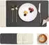 LuxusKollektion Tischsets Kunstleder doppelseitig, rutschfest, grau/cremeweiß, 6er-Set