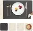 LuxusKollektion Tischsets Kunstleder, abwaschbar, doppelseitig, grau/cremeweiß, 4er-Set