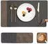 LuxusKollektion Tischsets Kunstleder, doppelseitig, grau/braun, 6er-Set