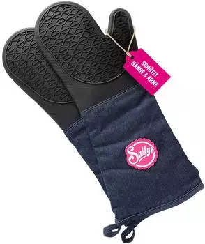Sallys Backhandschuhe mit langen Baumwollmanschetten, bis 230&deg;C, schwarz