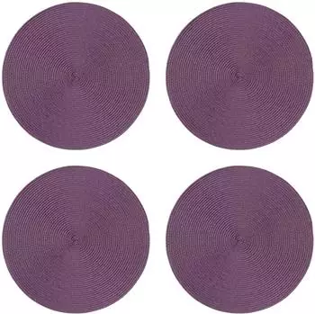 Haus und Deko Platzset rund 35cm, geflochtene Optik, aubergine (4er-Set)
