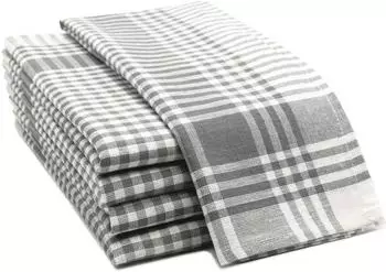 ZOLLNER Geschirrt&uuml;cher 100% Baumwolle 50x70cm grau-wei&szlig; kariert (00000438-907)