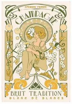 Winkler Geschirrtuch Champagne Art Nouveau ecru 48x72cm