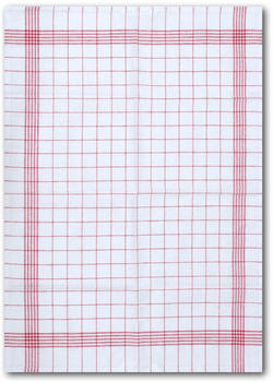 Dyckhoff Geschirrtuch Karo/Halbleinen 60x80 cm Set 10-teilig weiß-rot