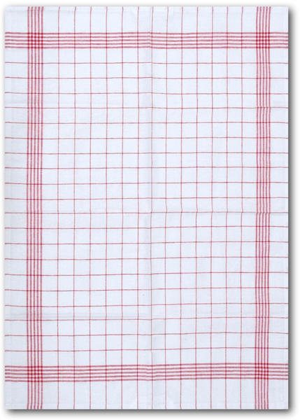 Dyckhoff Geschirrtuch Karo/Halbleinen 60x80 cm Set 10-teilig weiß-rot