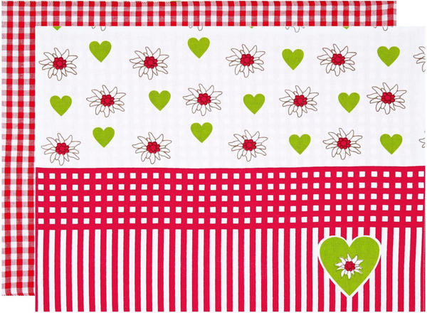 Stuco Platzset Dirndl (Set 4-tlg) 33x45 cm rechteckig - Baumwolle weiß-rosa-grün