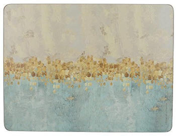 Creative Tops Platzsets Golden Reflections, Bedruckt, rechteckig, Unterseite aus Kork, 30 x 22,75 cm, goldfarben, 6 Stück
