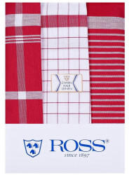 ROSS 3er Pack Halbleinen Geschirrtücher Exclusiv rot 50x70 cm