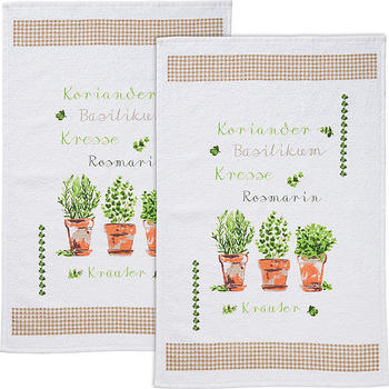 Erwin Müller Geschirrtuch Set 2-teilig Frottier Kräuter 47 x 70 cm