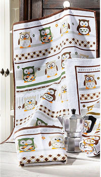 Kracht Geschirrtuch Set 2-teilig Eulen 50 x 70 cm