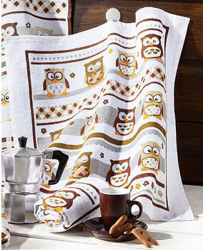 Kracht Geschirrtuch Set 2-teilig Eulen 50 x 50 cm