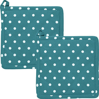 REDBEST Topflappen Set 2-teilig Punkte 20 x 20 cm petrol