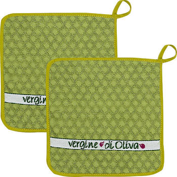 Kracht Frottier Topflappen Olio extra Set 2-teilig gruen 22 x 22 cm