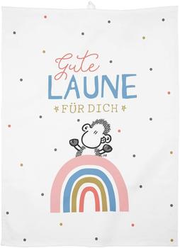Sheepworld Gute Laune Baumwoll-Geschirrtuch 60 x 45 cm weiß (47091)