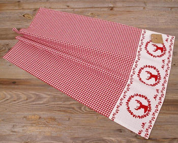 matches21 Geschirrtuch Landhaus Premium Karo, Hirsch 70x50 cm, rot