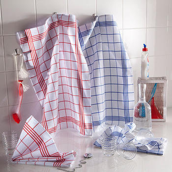 Kracht Geschirrtuch Set 2-teilig weiß-blau 50 x 70 cm