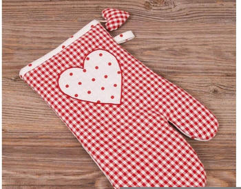 matches21 Home & Hobby Landhaus Premium Karo-Punkte-Herz Topfhandschuh 33 x 17 cm rot