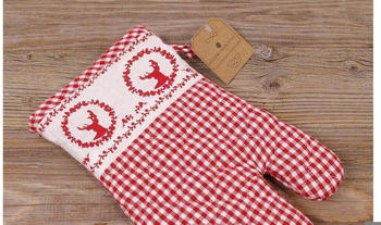 matches21 Topflappen Topfhandschuh Landhaus Premium Karo Hirsch 33x17 cm, rot
